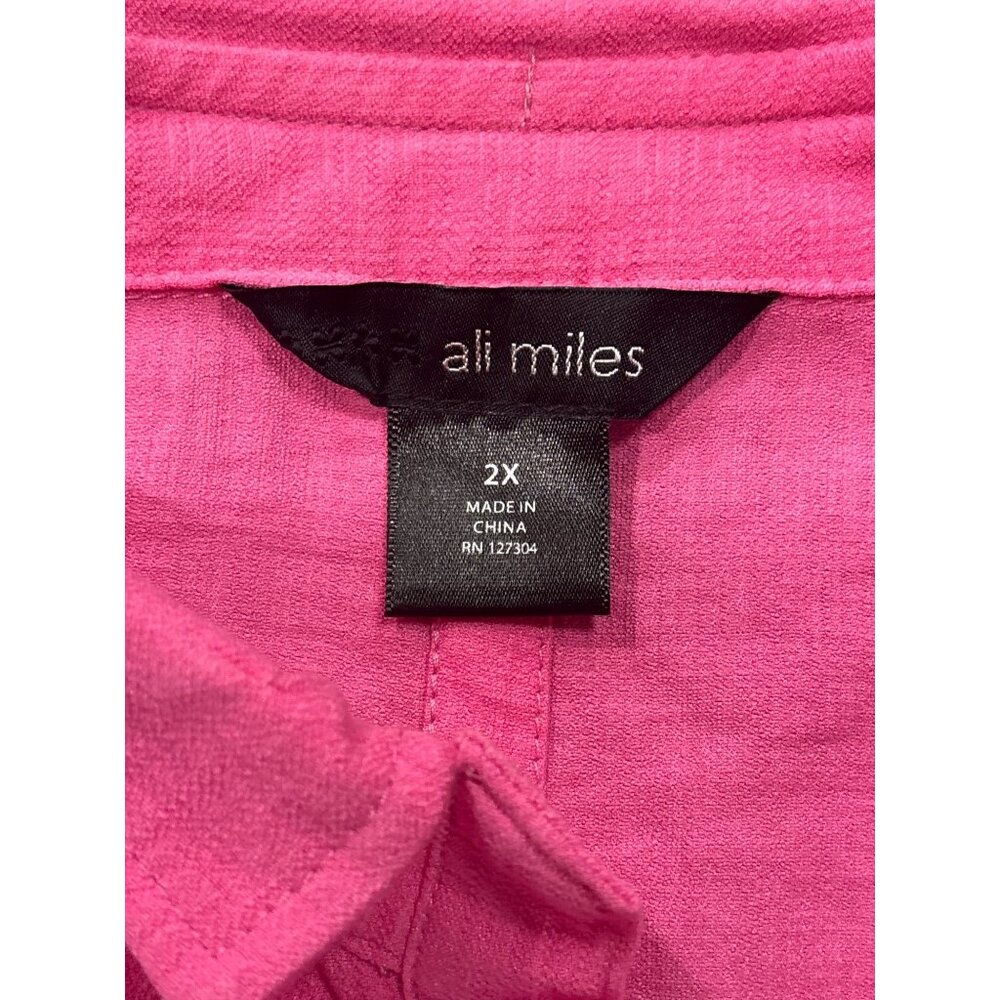Ali Miles Pink Tunic Blouse Womens 2X Rayon Relaxed Fit Long Sleeve - Picture 4 of 7